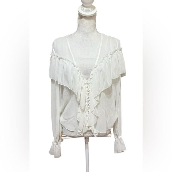 MAJORELLE Shirt Womens Small Mariel Blouse Sheer Cottagecore Prairiecore Boho - Picture 2 of 6